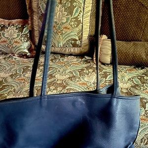 Ladies Navy Blue leather tote bag.